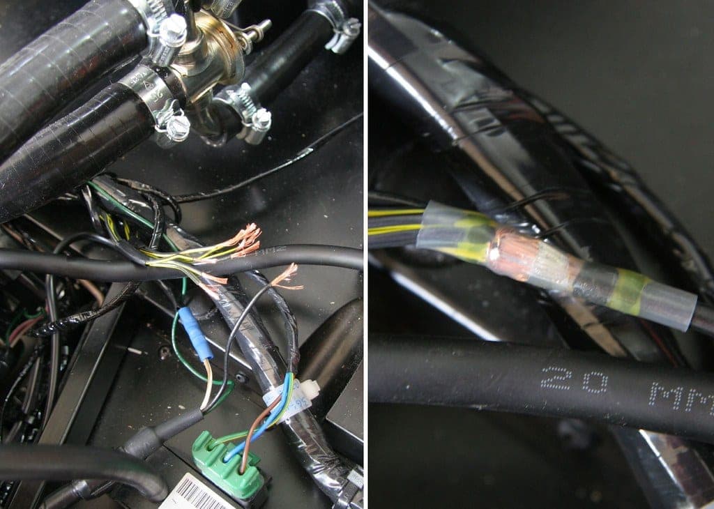 Close-up of battery pack terminals