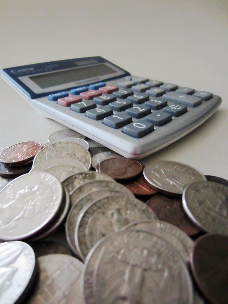 Calculator and notes on a desk