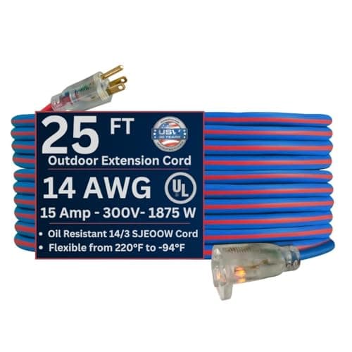 US Wire EXTREME All-Weather Cord, 14/3 x 25 ft (98025)